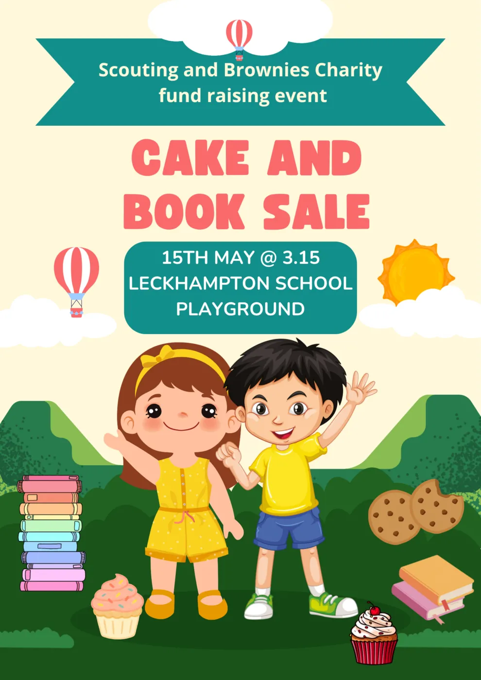 Cake and book sale 15th May 26
