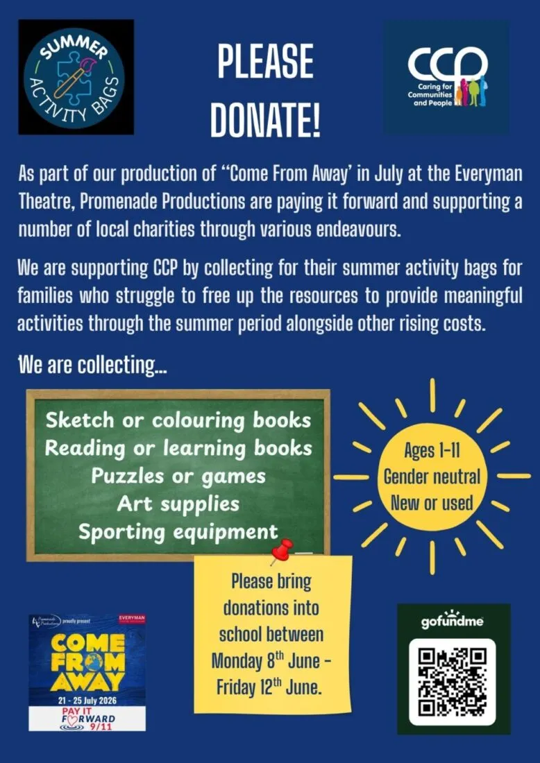 As part of their production of ‘‘Come From Away’ Promenade Productions are paying it forward and supporting a number of local charities. One of these is CCP. - 1